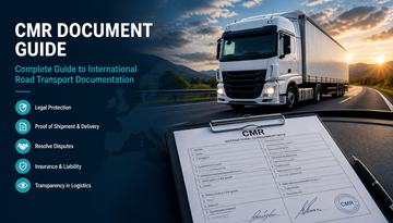 Exemplu de document de transport CMR folosit în transportul rutier de marfă european, care arată detalii despre expediere, semnături și documente logistice